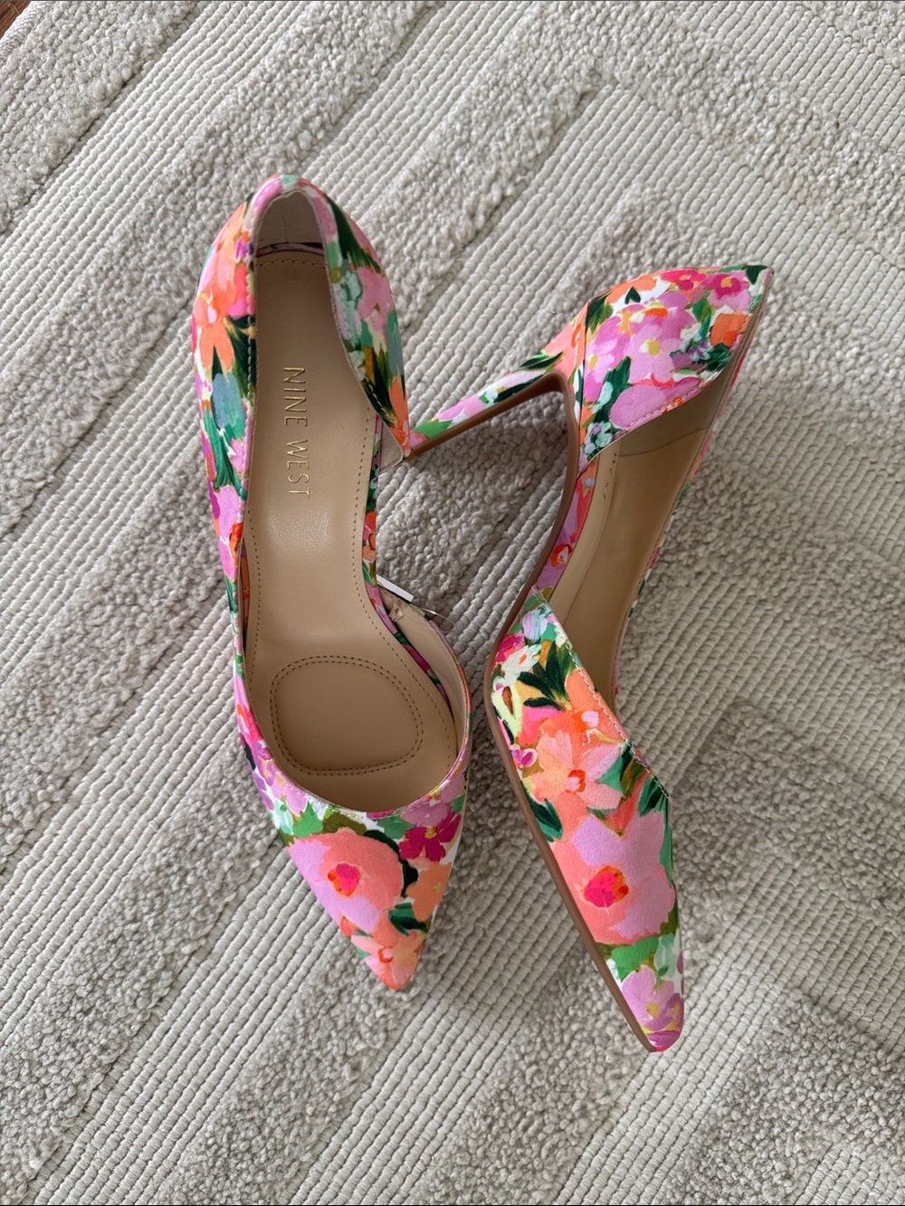 Floral Pointed Toe Pumps d’Orsay pumps heels - Pink Multi